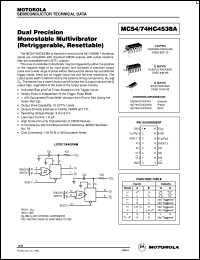 datasheet for MC54HC4538AJ by Motorola