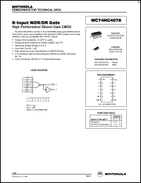 datasheet for MC74HC4078N by Motorola