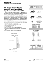 datasheet for MC74HC4060N by Motorola