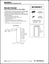 datasheet for MC74HC4017N by Motorola