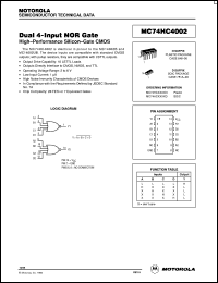 datasheet for MC74HC4002D by Motorola