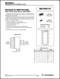 datasheet for MC74HC147D by Motorola
