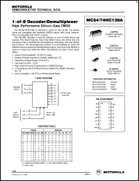 datasheet for MC74HC138AD by Motorola
