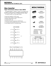 datasheet for MC74HC04AN by Motorola