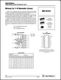 datasheet for MC10161FN by Motorola