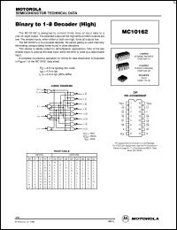 datasheet for MC10162FN by Motorola