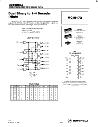 datasheet for MC10172L by Motorola