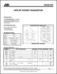 datasheet for HF220-50F by Advanced Semiconductor, Inc.