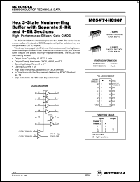 datasheet for MC74HC367N by Motorola
