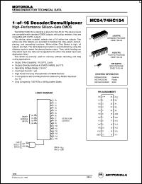 datasheet for MC54HC154J by Motorola