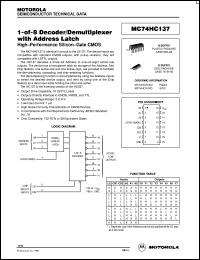 datasheet for MC74HC137D by Motorola