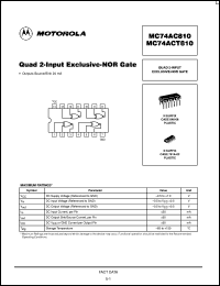 datasheet for MC74ACT810N by Motorola