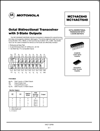 datasheet for MC74ACT640N by Motorola