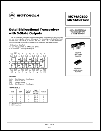 datasheet for MC74ACT620N by Motorola