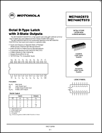 datasheet for MC74AC573N by Motorola