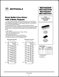 datasheet for MC74AC540N by Motorola