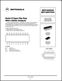 datasheet for MC74AC534N by Motorola