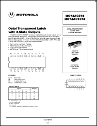 datasheet for MC74AC373N by Motorola