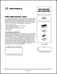 datasheet for MC74AC259N by Motorola