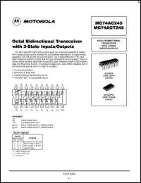 datasheet for MC74AC245DW by Motorola