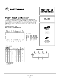 datasheet for MC74ACT153N by Motorola