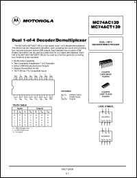 datasheet for MC74ACT139D by Motorola