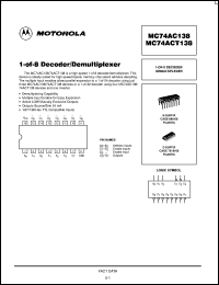 datasheet for MC74AC138N by Motorola