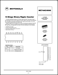 datasheet for MC74AC4040D by Motorola