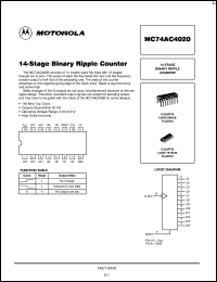 datasheet for MC74AC4020D by Motorola