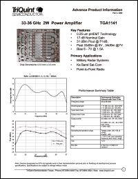 datasheet for TGA1141 by TriQuint Semiconductor, Inc.