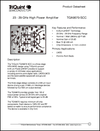 datasheet for TGA9070-SCC by TriQuint Semiconductor, Inc.