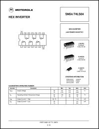 datasheet for SN74LS04N by Motorola