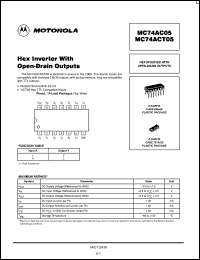 datasheet for MC74AC05D by Motorola