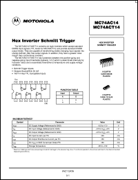 datasheet for MC74ACT14N by Motorola
