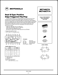 datasheet for MC74AC74N by Motorola