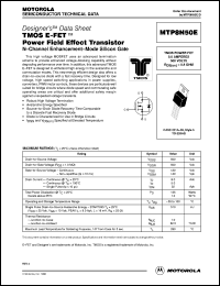 datasheet for MTP8N50E by Motorola