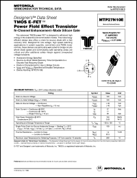 datasheet for MTP27N10E by Motorola