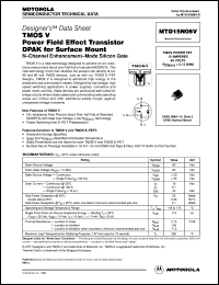 datasheet for MTD15N06V by Motorola