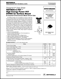 datasheet for MTB75N05HD by Motorola