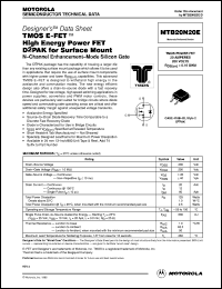 datasheet for MTB20N20E by Motorola