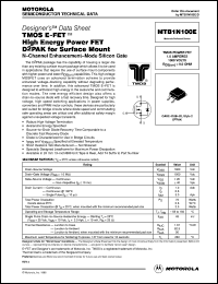 datasheet for MTB1N100E by Motorola