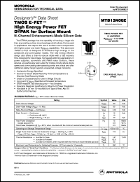 datasheet for MTB15N06E by Motorola