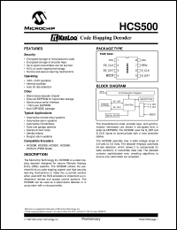 datasheet for HCS500-I/P by Microchip Technology, Inc.