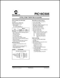 datasheet for PIC16C505-20/P by Microchip Technology, Inc.