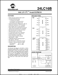 datasheet for 24LC16B-I/SL by Microchip Technology, Inc.
