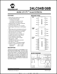 datasheet for 24LC04B-/P by Microchip Technology, Inc.