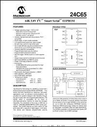 datasheet for 24C65-I/P by Microchip Technology, Inc.