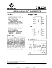 datasheet for 24LC21-I/P by Microchip Technology, Inc.