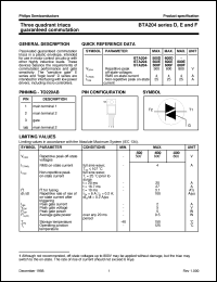 datasheet for BTA204-600E by Philips Semiconductors