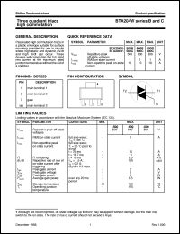 datasheet for BTA204W-600B by Philips Semiconductors